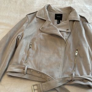 Faux suede grey moto jacket